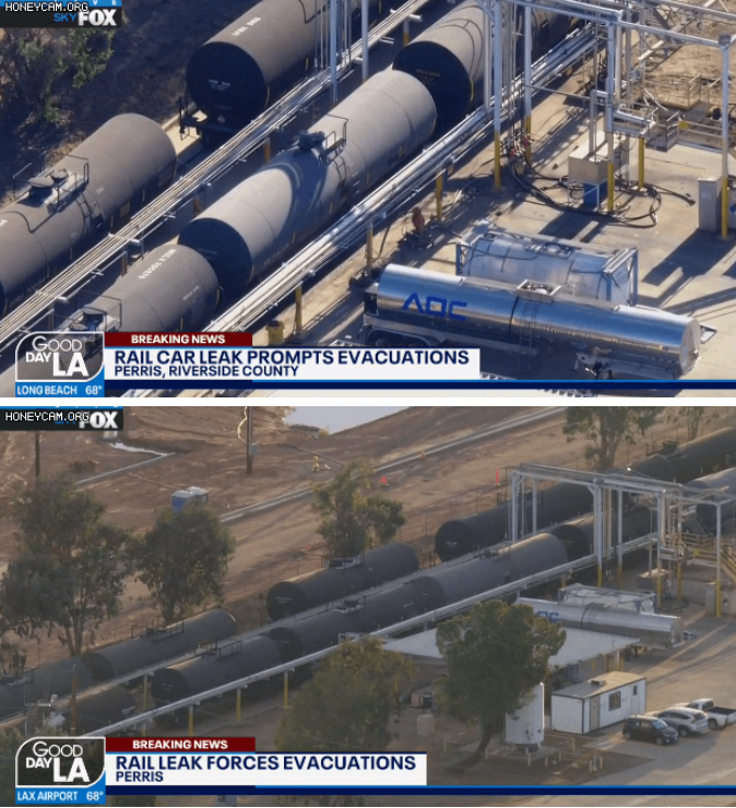 Chemical Leak from Rail Car in Perris Closes 215 Freeway